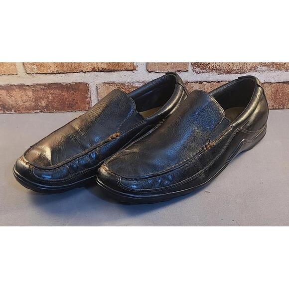 Cole Haan Tucker Venetian Leather Loafers Mens Sz 11M Black Slip On Driving Mocs - Picture 2 of 10
